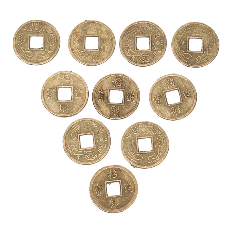 100Pcs Chinese Feng Shui Lucky Ching/Ancient Coins Set Educational Ten Emperors Antique Fortune Money Coin Luck Fortune Wealth