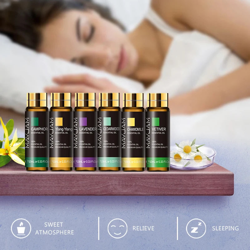 Aceite esencial difusor de aroma de lavanda, rosa, eucalipto, jazmín, vainilla, menta, sándalo, árbol de té y naranja, 10 ml.