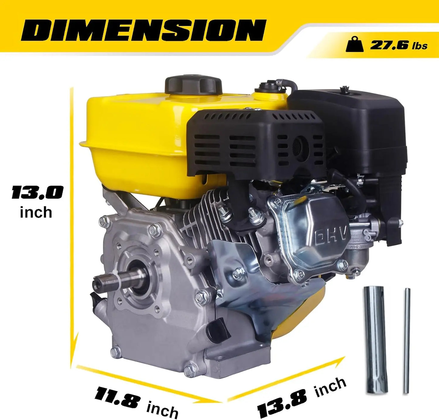 Aceup Energy 7HP 212cc Gas Engine Horizontal Shaft, 4 Stroke OHV Gas Motor, Shaft 3/4" (19mm) Diameter Recoil Start