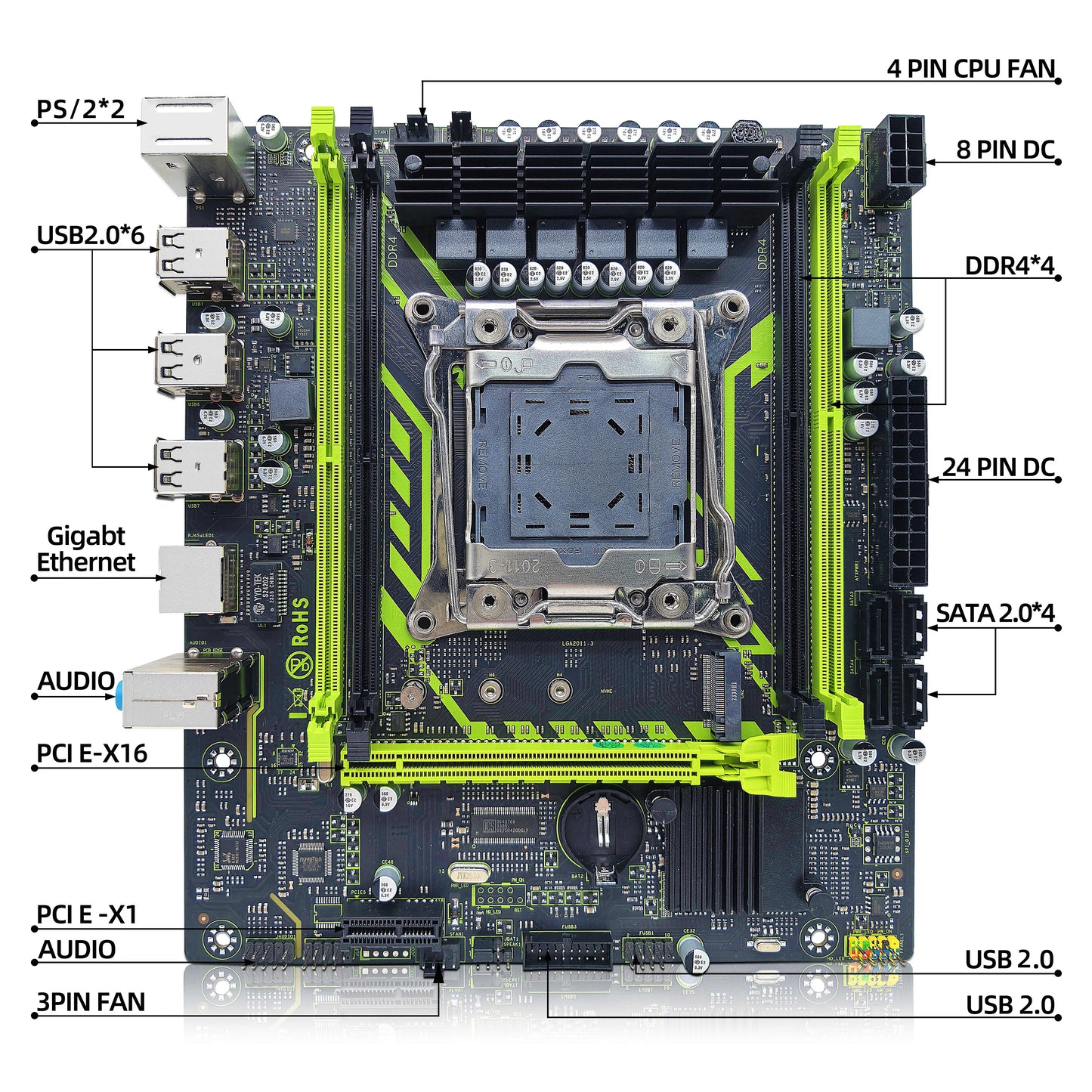 Kit de placa base ZSUS X99-8D4 con procesador LGA2011-3 Xeon E5 2650 V4, DDR4, 16 GB (1 x 16 GB), memoria RAM de 2133 MHz, NVME, M.2, SATA