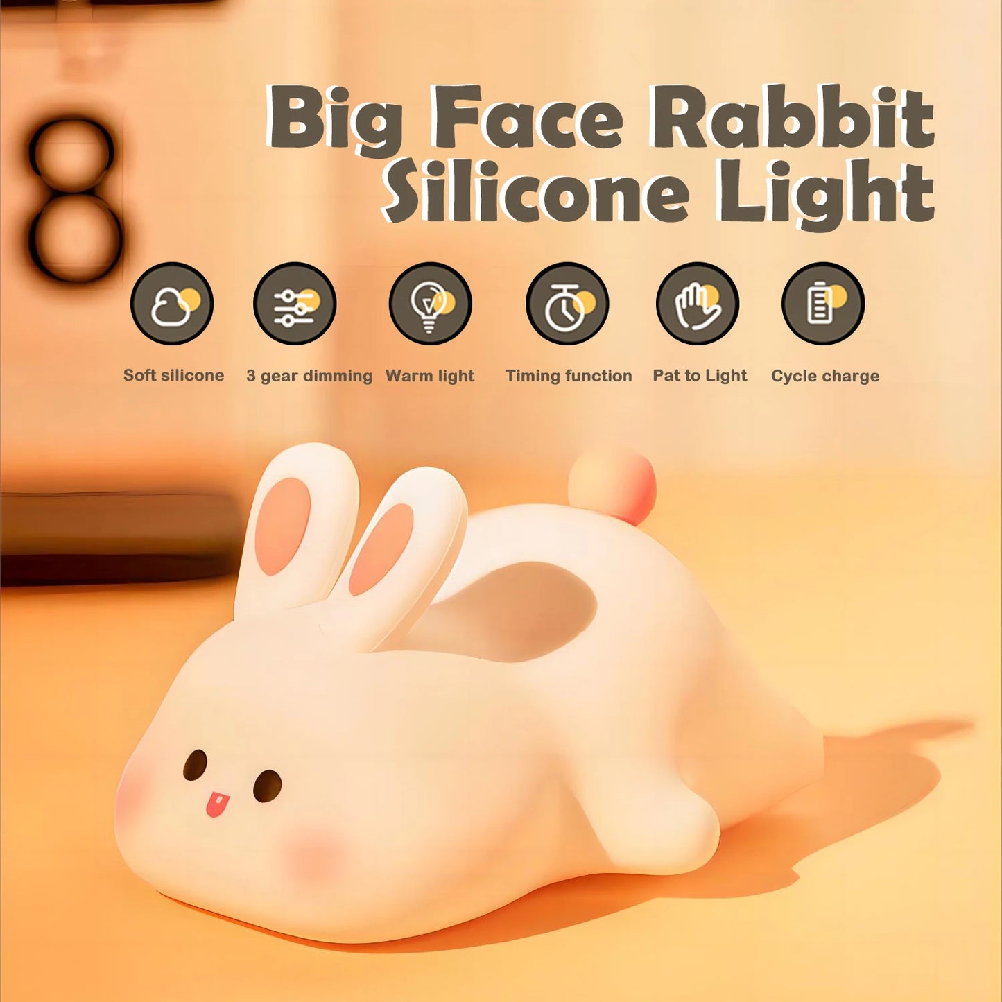 Baby Night Light Timing Rechargeable Dog Nursery Sleeping Lamp Portable Beside Touch Lamp For Room Decor