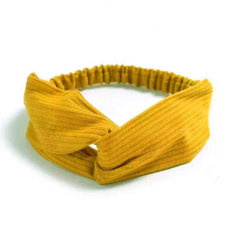Nuevas diademas bohemias suaves con estampado liso para mujer, bandas elásticas con nudo cruzado vintage, turbantes, bandanas, accesorios para el cabello para niñas.
