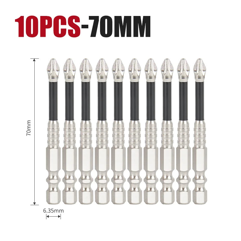 K5 Anti-Slip and Shock-Proof Bits Screwdriver Bits High Hardness Strong Magnetic 25/50/65/70/90/150mm Ph2 Screwdriver Set