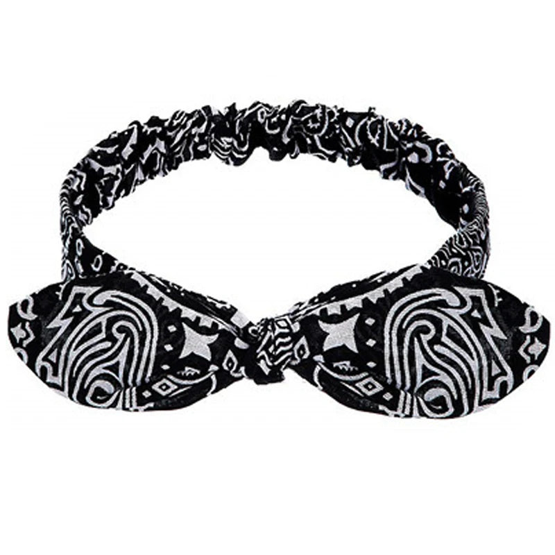 Nuevas diademas bohemias suaves con estampado liso para mujer, bandas elásticas con nudo cruzado vintage, turbantes, bandanas, accesorios para el cabello para niñas.