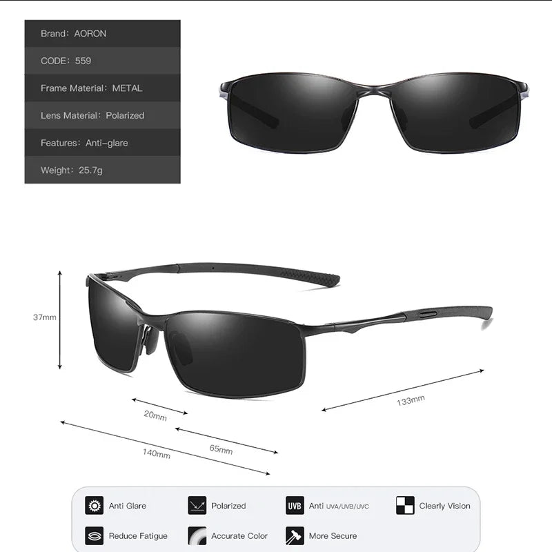 Gafas de sol polarizadas Aoron para hombre y mujer, con espejo para conducir, montura metálica, antirreflejos UV400, venta al por mayor