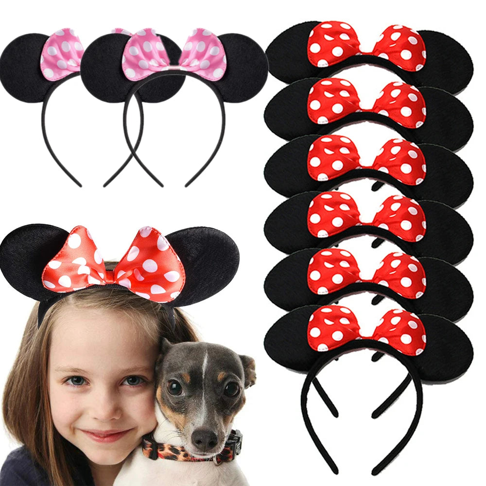 12 diademas con orejas de ratón para mujer y niña, venta al por mayor, para el pelo, para fiesta, cosplay, lazos, accesorios para el cabello de moda.