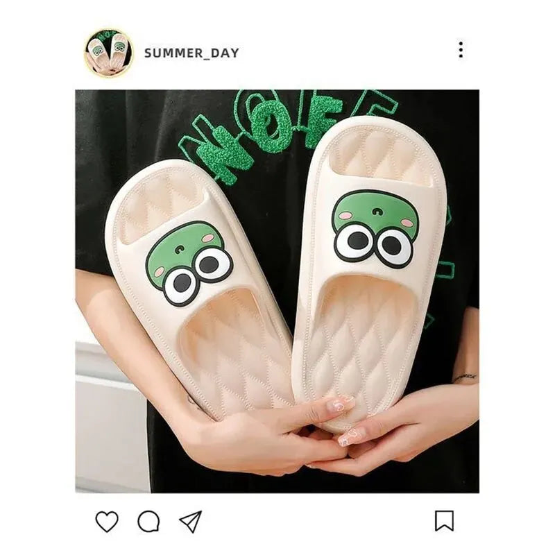 Sandalias de playa de verano antideslizantes para el baño, chanclas suaves con dibujos de ranas