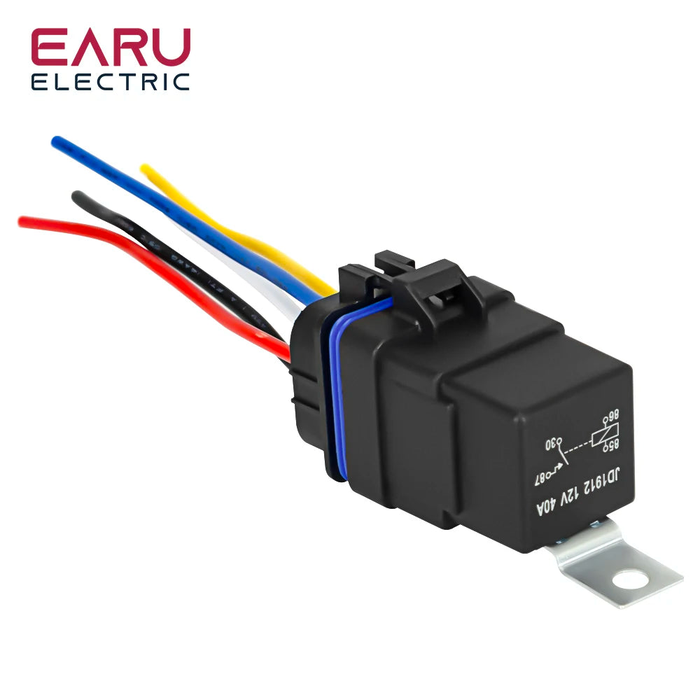 Car Auto Automobile Relay Sealed Waterproof Integrated Wired DC12V 40A 5Pin 4pin Auto Relay + Holder With 105mm Length Wires