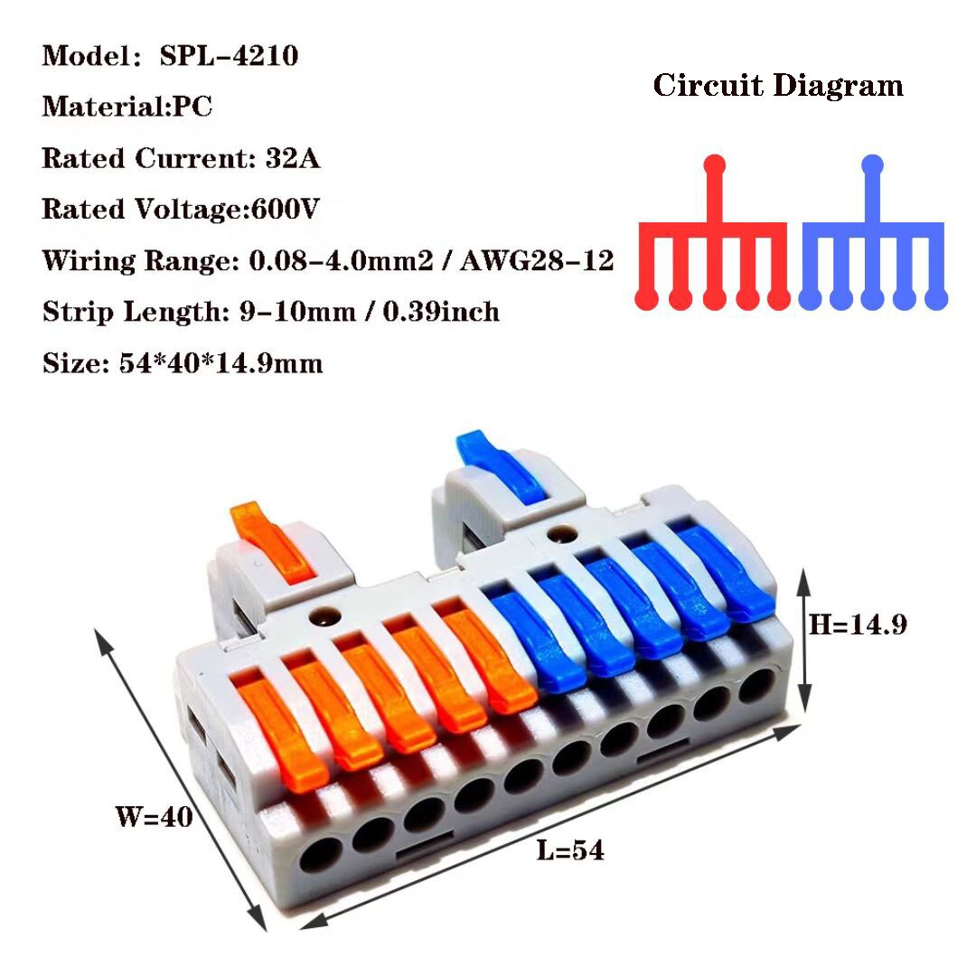 电线连接器SPL-42通用紧凑型接线连接器照明推入式接线端子连接器迷你快速电缆连接器