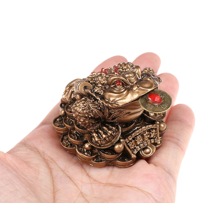 Feng Shui Toad Money LUCKY Fortune Wealth Chinese Golden Frog Toad Coin Tabletop Ornaments Lucky Gifts Car Ornament