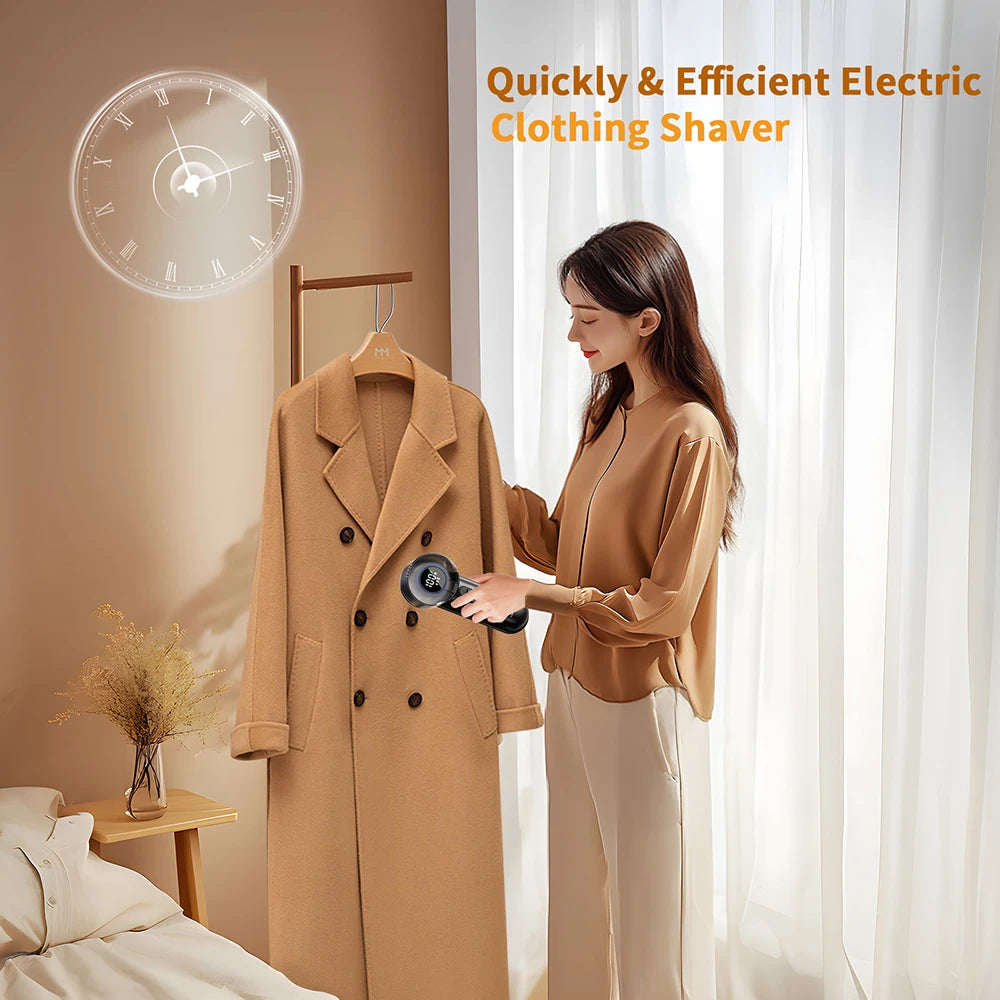 Afeitadora de telas recargable coldSky, quitapelusas eléctrica con pantalla digital, para suéteres, ropa y mantas.