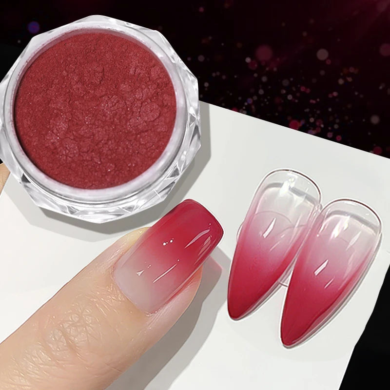1 Box Cherry Pink Chrome Pearl Nail Powder Gradient Mirror Effect Nail Art Glitter Auroras Rubbing Dust Nail Art Manicure Decor