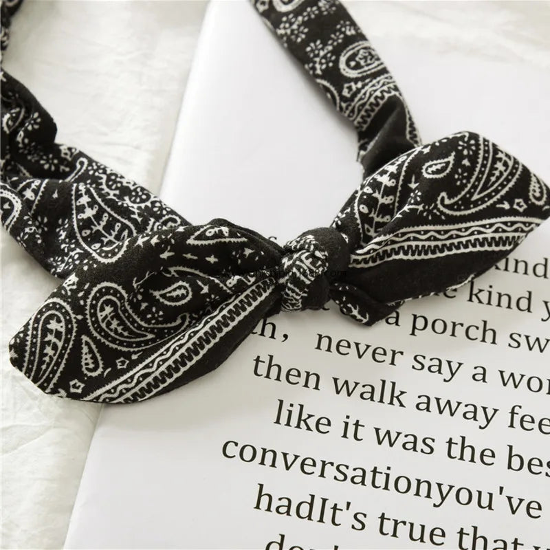 Nuevas diademas bohemias suaves con estampado liso para mujer, bandas elásticas con nudo cruzado vintage, turbantes, bandanas, accesorios para el cabello para niñas.
