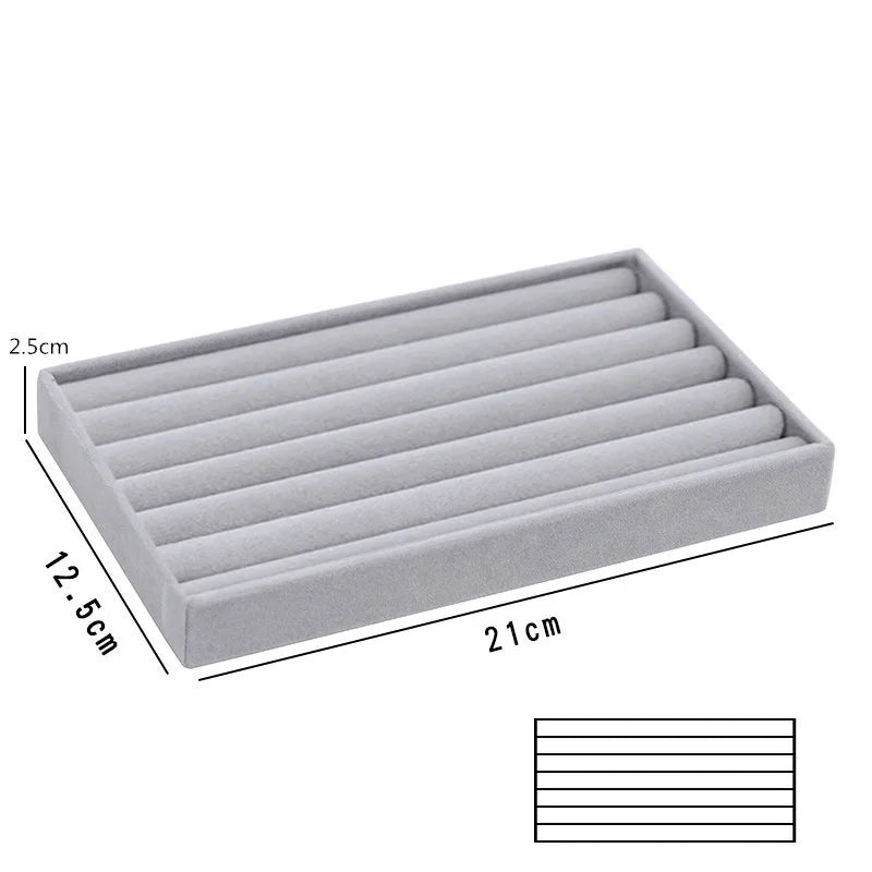 Caja de almacenamiento de joyas de franela gris, cajón para el hogar, bandeja para pendientes, collares, anillos, cuerda para la cabeza, clip para las orejas, bandeja de almacenamiento, nueva