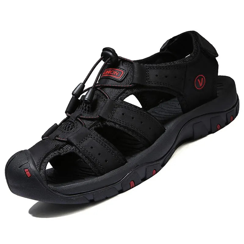 Sandalias de cuero genuino para hombre, zapatos de verano para hombre, zapatos para exteriores, sandalias de cuero para hombre