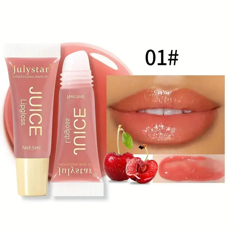 Bálsamo labial con aceite de gelatina transparente y acuoso, hidratante y suavizante, líneas de labios, brillo labial de gelatina, labios de vidrio con aroma a frutas.
