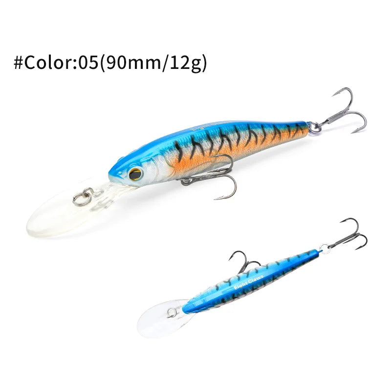 MSEASFREE-Floating Minnow Artificial Hard Bait Fishing Lure, Wobblers for Bass Perch Pike Trout, Fishing Tackle, 90mm, 12g