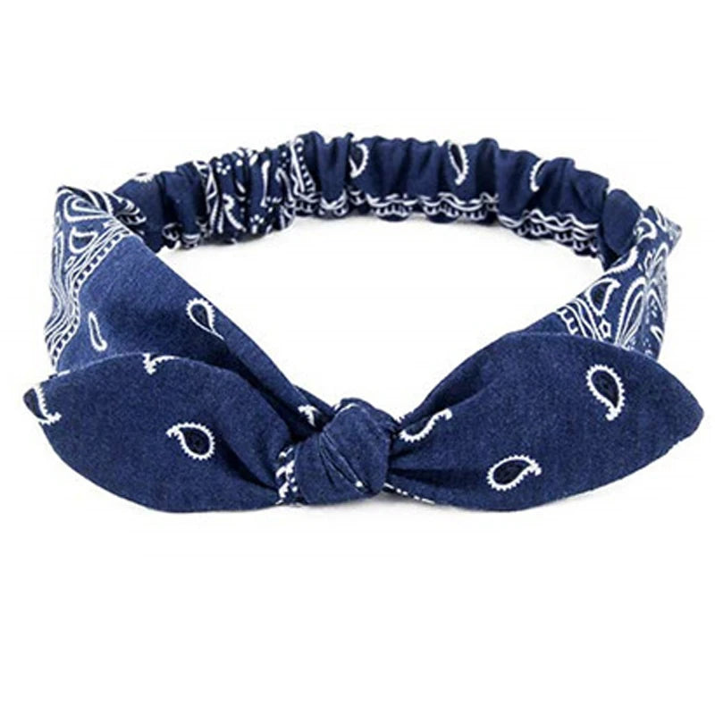 Nuevas diademas bohemias suaves con estampado liso para mujer, bandas elásticas con nudo cruzado vintage, turbantes, bandanas, accesorios para el cabello para niñas.