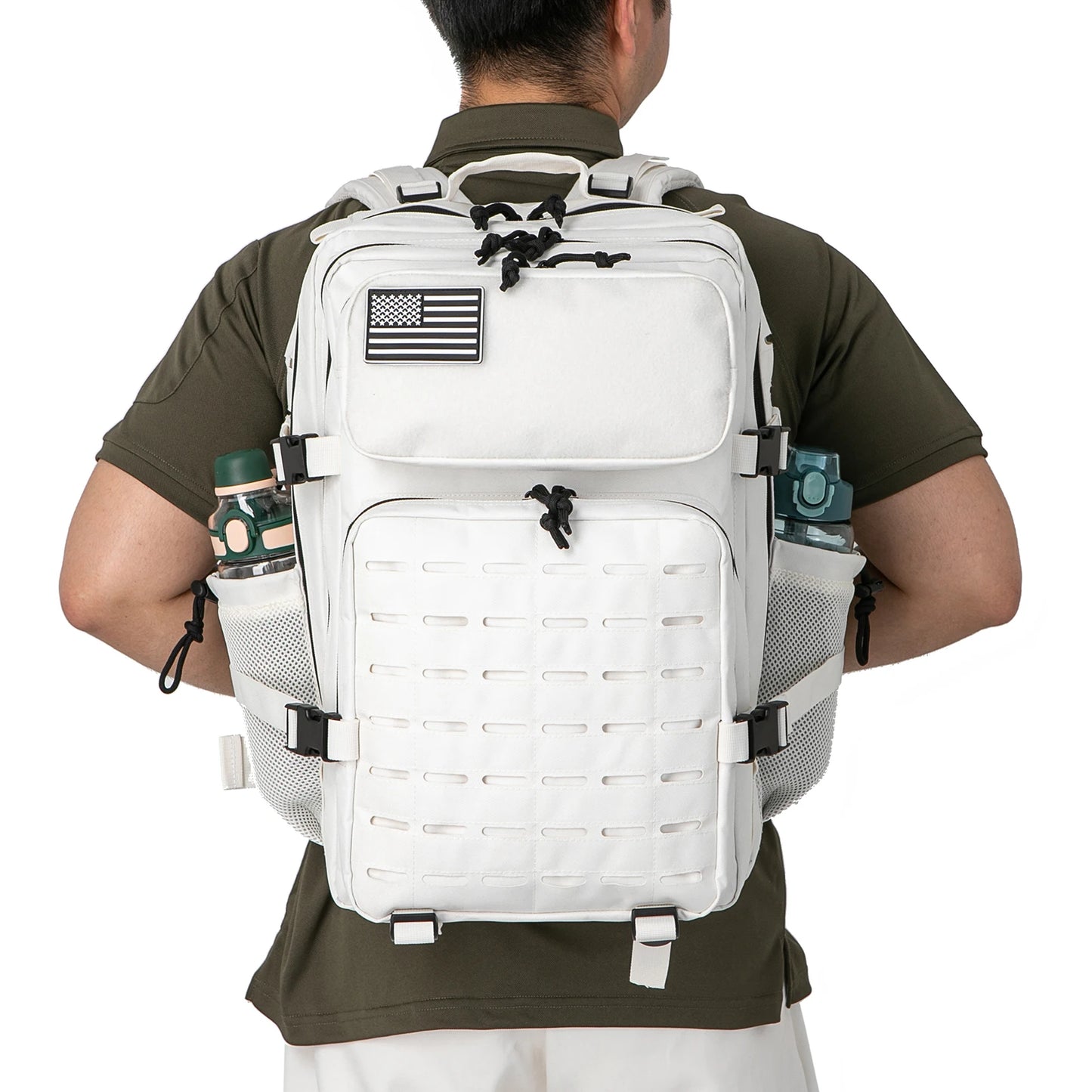 Mochila táctica de 25L/45L para exteriores para hombres y mujeres, resistente, pequeña, para la escuela, para senderismo, con portabotellas