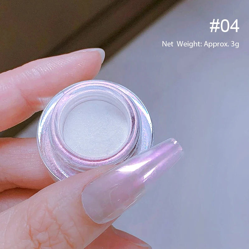 1 Box Cherry Pink Chrome Pearl Nail Powder Gradient Mirror Effect Nail Art Glitter Auroras Rubbing Dust Nail Art Manicure Decor