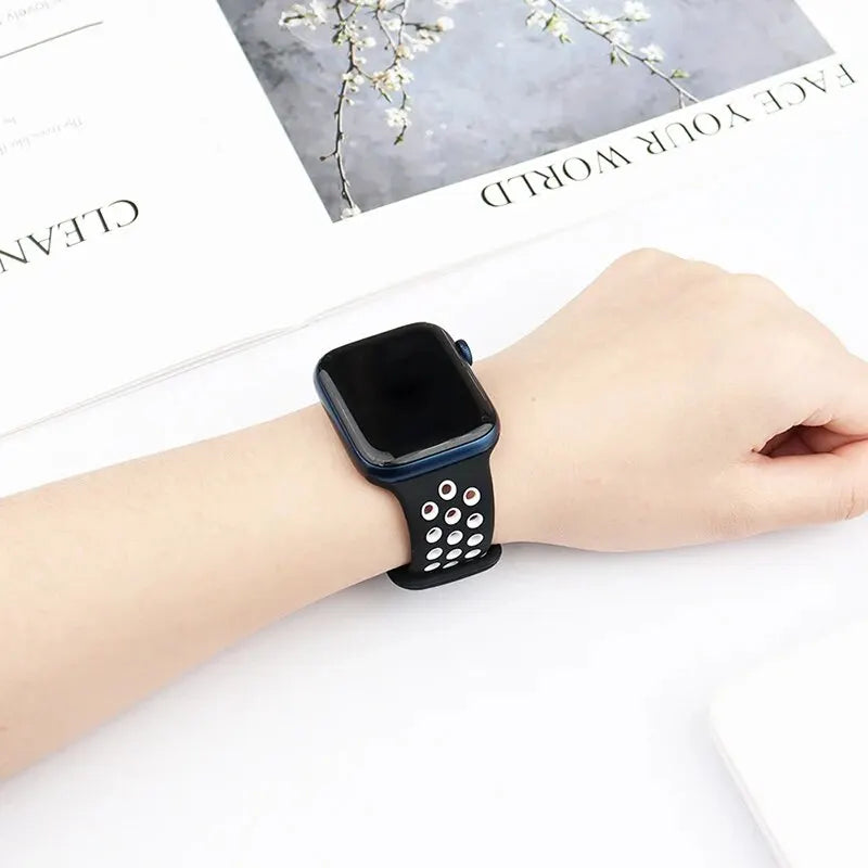 Correa deportiva para Apple Watch de 44 mm, 45 mm, Ultra 2, 49 mm, 40 mm, 41 mm, 42 mm, 45 mm, pulsera de silicona para iWatch Series 9, 8, SE, 7 y 3.