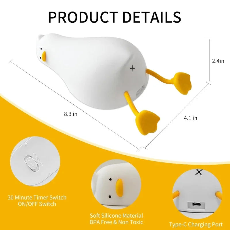 Soft Silicone Night Light - USB Rechargeable Touch Control 3-Level Dimmable Bedside Lamp for Nursery, Kids, Babies & Gift Decor