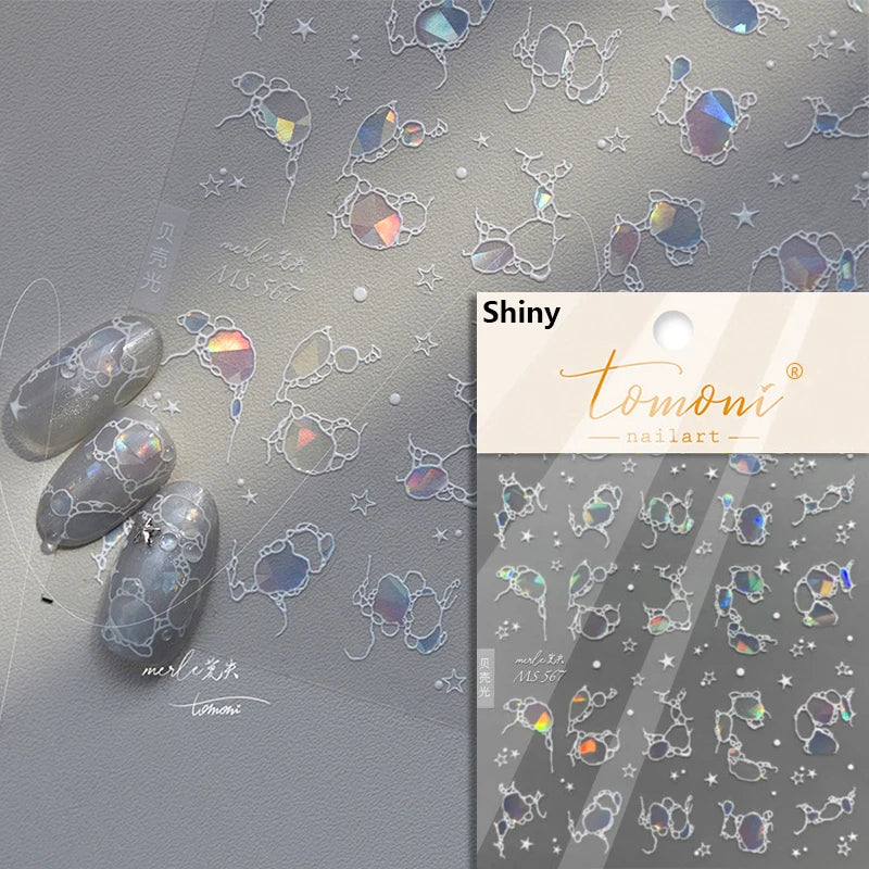 Calcomanías de manicura para decoración de uñas con relieve suave, conchas, estrellas de mar, caracoles, burbujas marinas, verano, playa, océano
