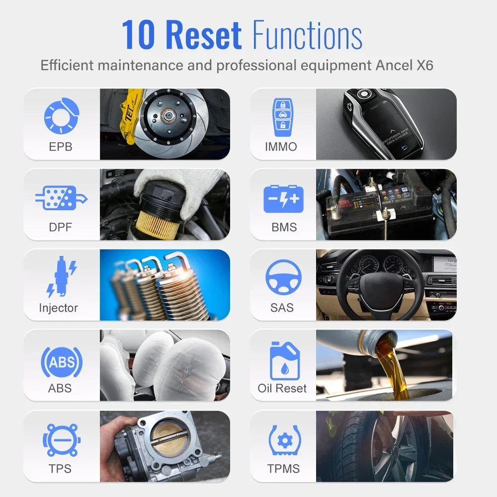 Ancel X6 OBD2 Automotive Scanner Professional ABS SRS Oil EPB BMS Reset All System Bluetooth ODB OBD 2 Car Diagnostic Scan Tools