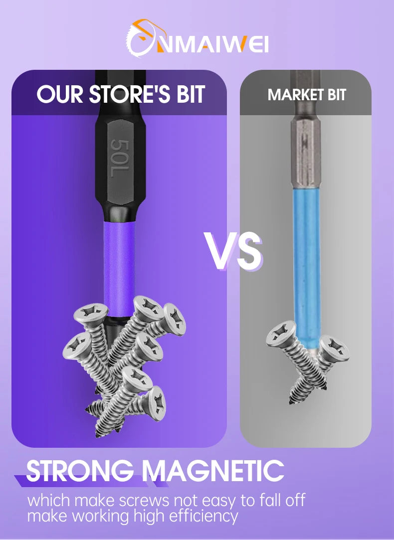 Non-Slip Impact Batch Head Strong Magnetic Cross High Torque Hardness Screw Waterproof Ph2 Screwdriver Bits Set
