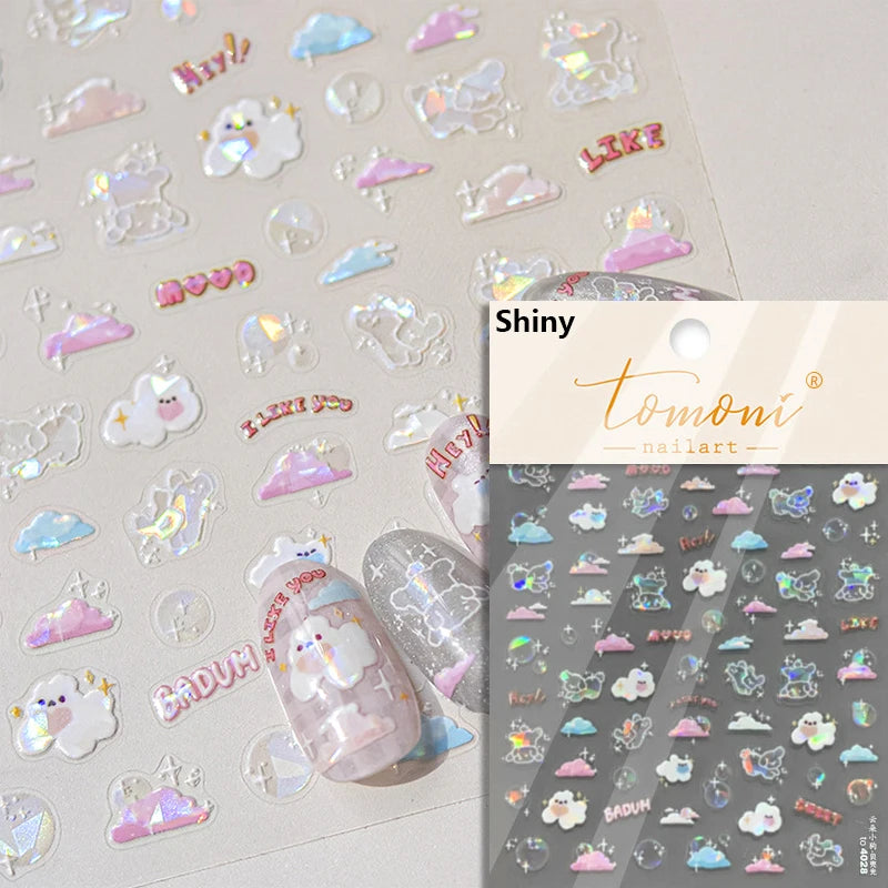 Calcomanías de manicura para decoración de uñas con relieve suave, conchas, estrellas de mar, caracoles, burbujas marinas, verano, playa, océano