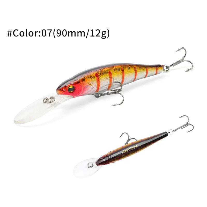 MSEASFREE-Floating Minnow Artificial Hard Bait Fishing Lure, Wobblers for Bass Perch Pike Trout, Fishing Tackle, 90mm, 12g