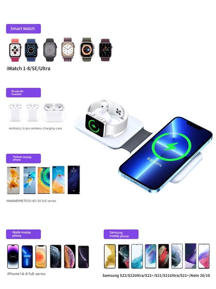Auriculares tres en uno Base para iPhone Carga rápida Apple