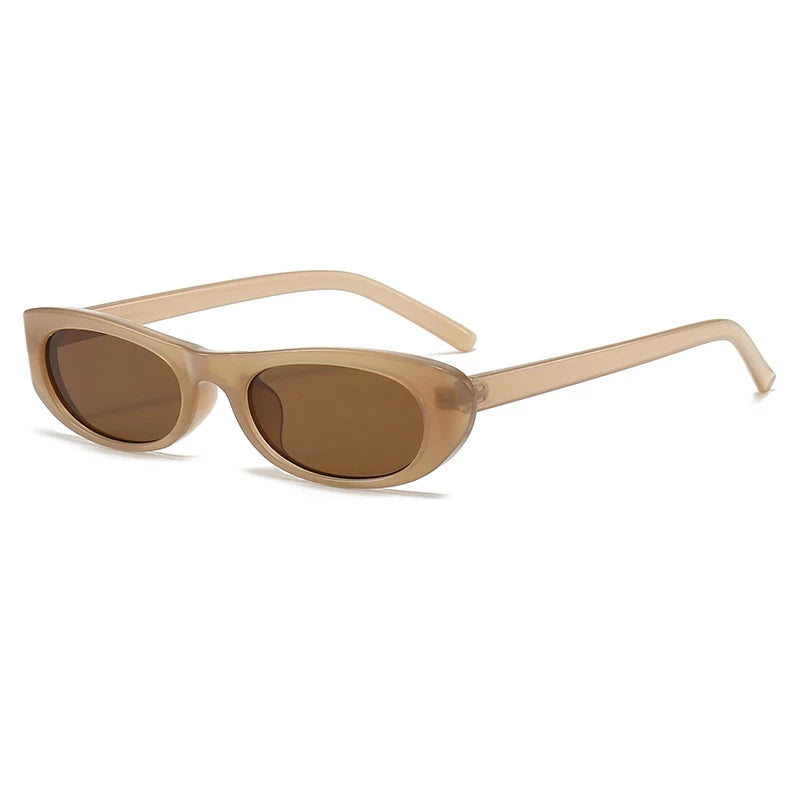 Gafas de sol ovaladas retro para mujer, montura pequeña negra, marca de moda, gafas de sol modernas con protección UV400 para mujer