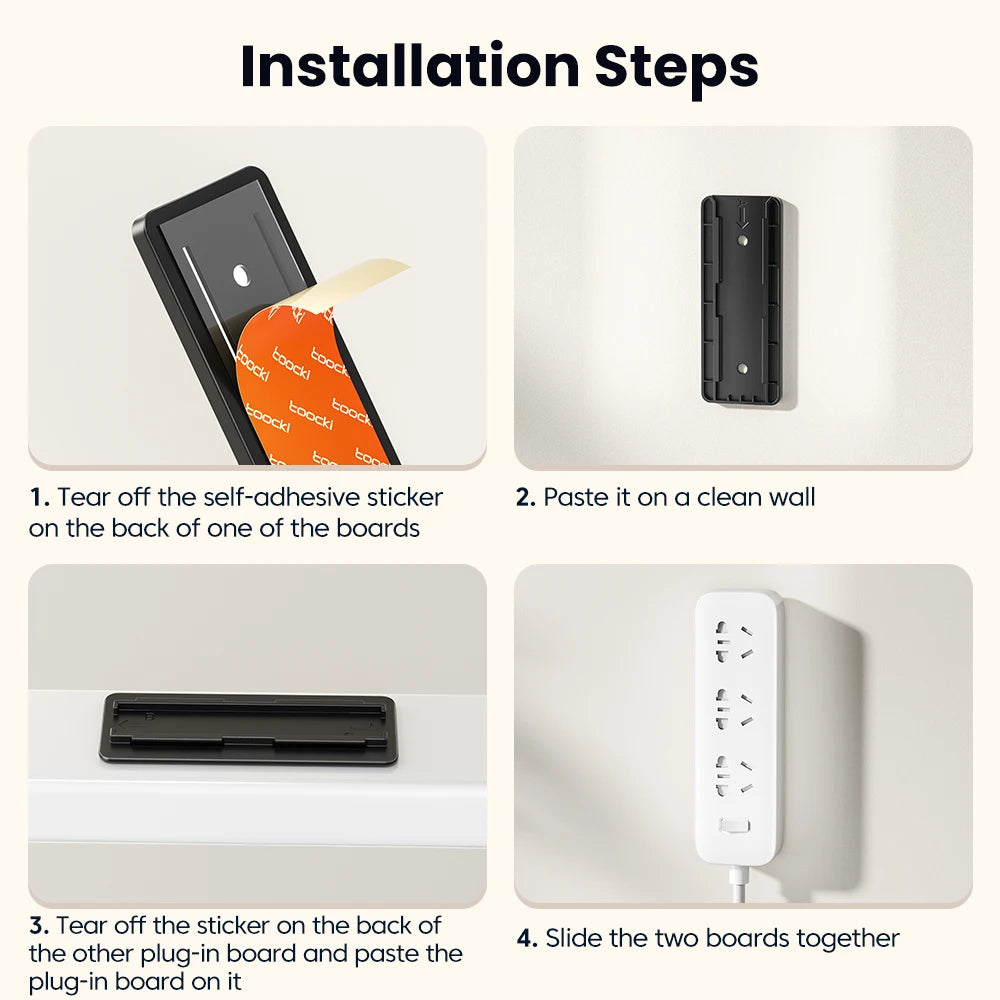 Toocki - Fijador de enchufes autoadhesivo para pared, sin perforaciones, para cocina, hogar y oficina