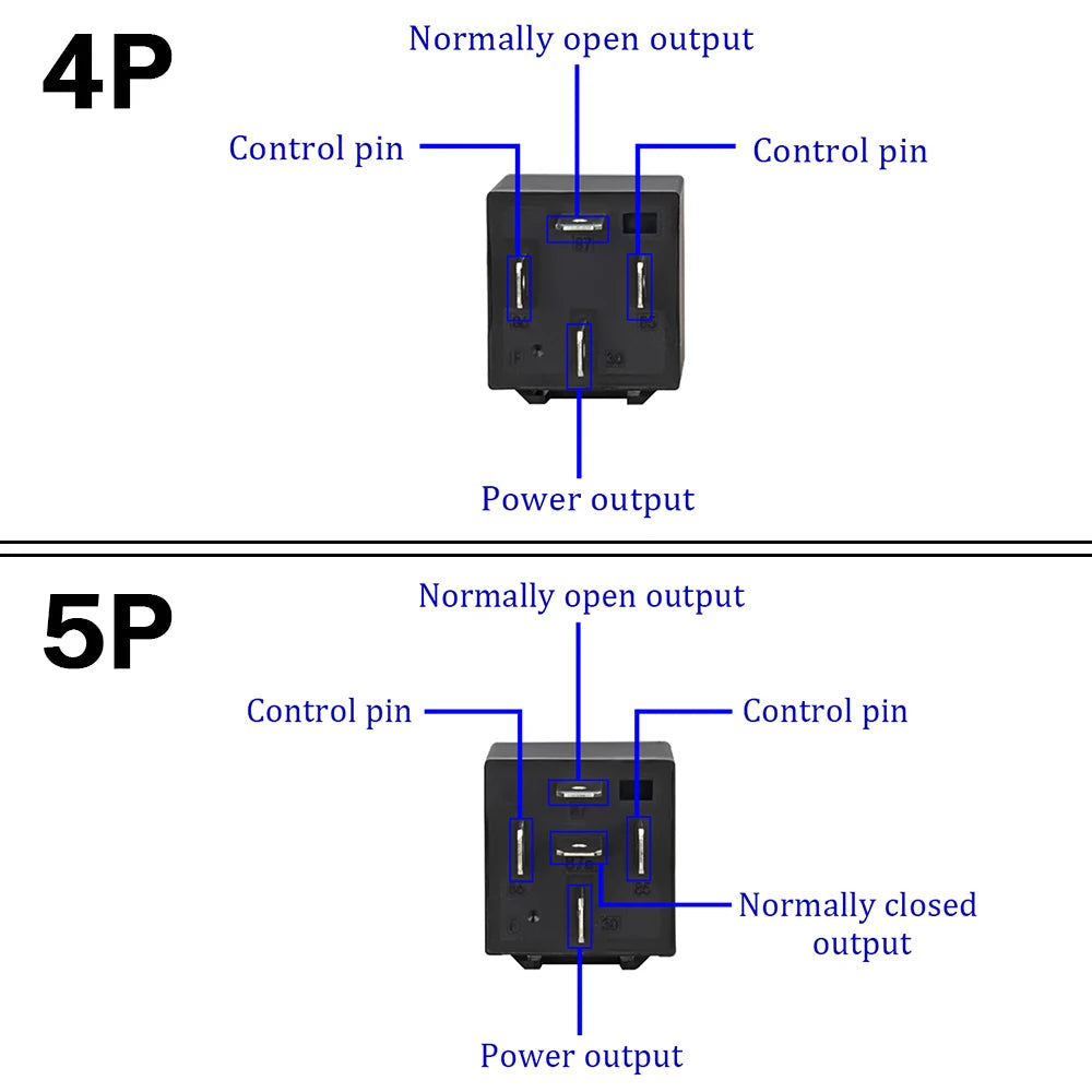 4 5 Pin 4P 5P 40A Waterproof Car Relay Long Life Automotive Relays Normally Open DC 12V 24V Relay For Head Light Air Conditioner