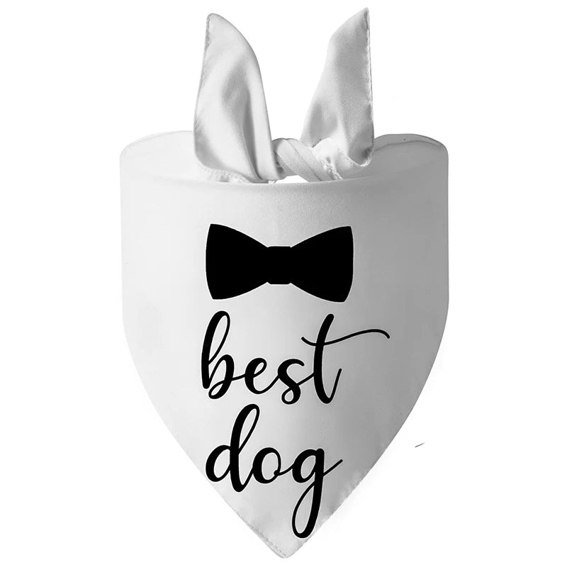 Fashion Dog Wedding Triangle Bandanas Letter Pattern Pet Triangle Scarf Adjustable Soft Bib for Medium Large Dog Pet Accessories