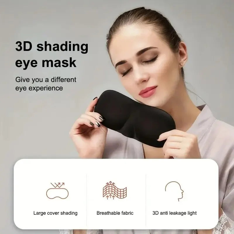 Antifaz estereoscópico 3D para dormir, con esponja viscoelástica Sleep Magic, sombreado negro, transpirable y protector ocular.