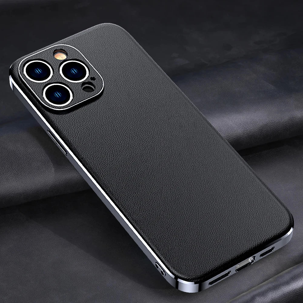 LANGSIDI New Arrival Luxury Leather phone Case for iphone 15 pro max 14 15 pro lens protection shockproof fashion back covers