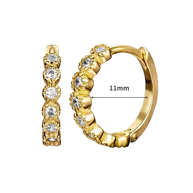 Pendientes de aro de plata de ley 925 con forma de aguja y cristales de circonita, con gotas de agua, dorados, joyería de lujo premium para fiestas.