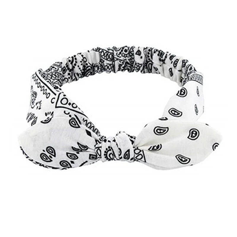 Nuevas diademas bohemias suaves con estampado liso para mujer, bandas elásticas con nudo cruzado vintage, turbantes, bandanas, accesorios para el cabello para niñas.