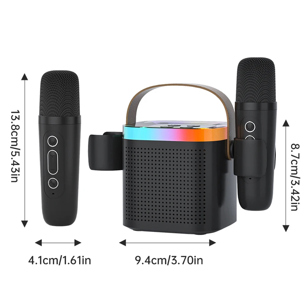 TANALAZ K8 Karaoke Machine Portable Bluetooth 5.1 PA Speaker System with 1-2 Wireless Microphones Home Family Singing Child Gif