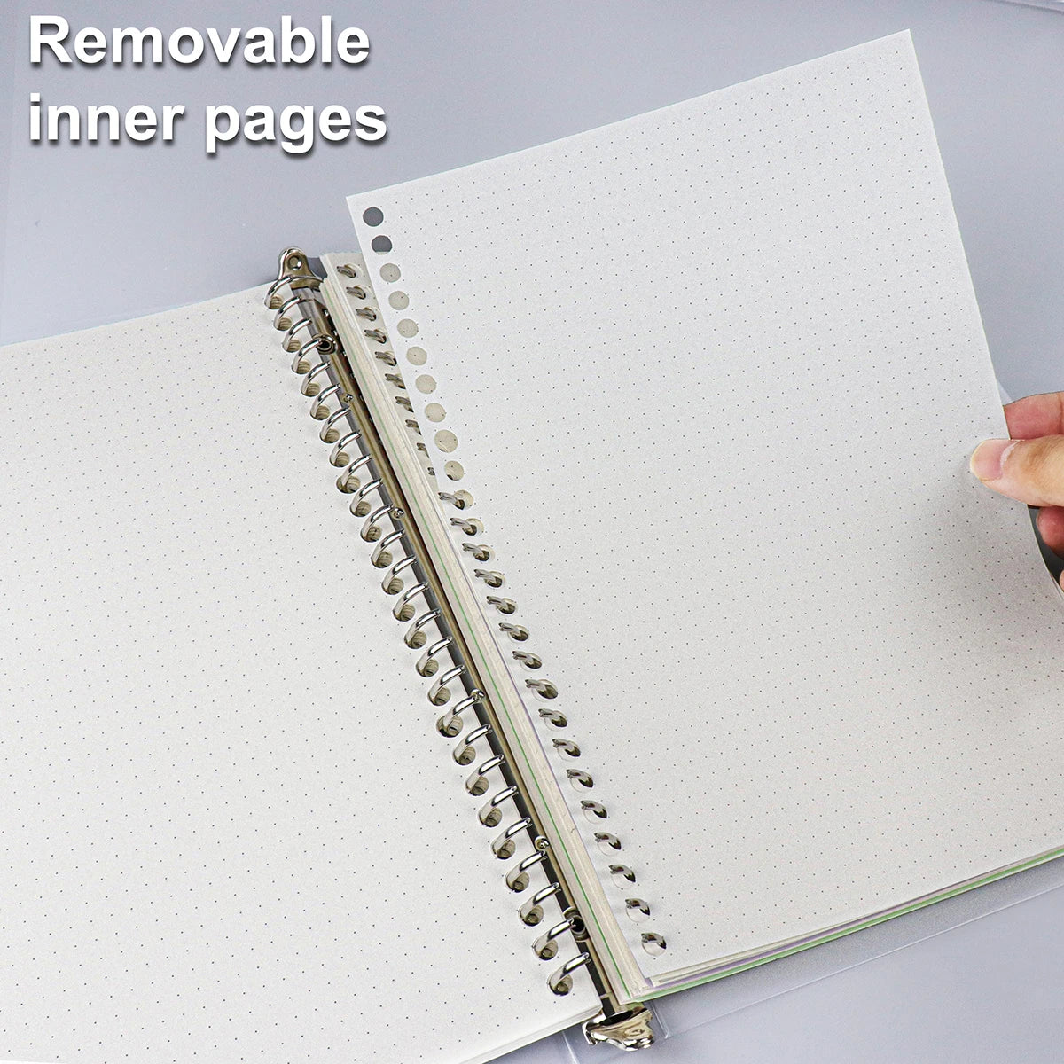 Cuaderno de hojas sueltas A4/B5/A5 con recambio, en blanco, líneas, cuadrícula y anilla metálica reemplazable. Material de oficina y escolar.