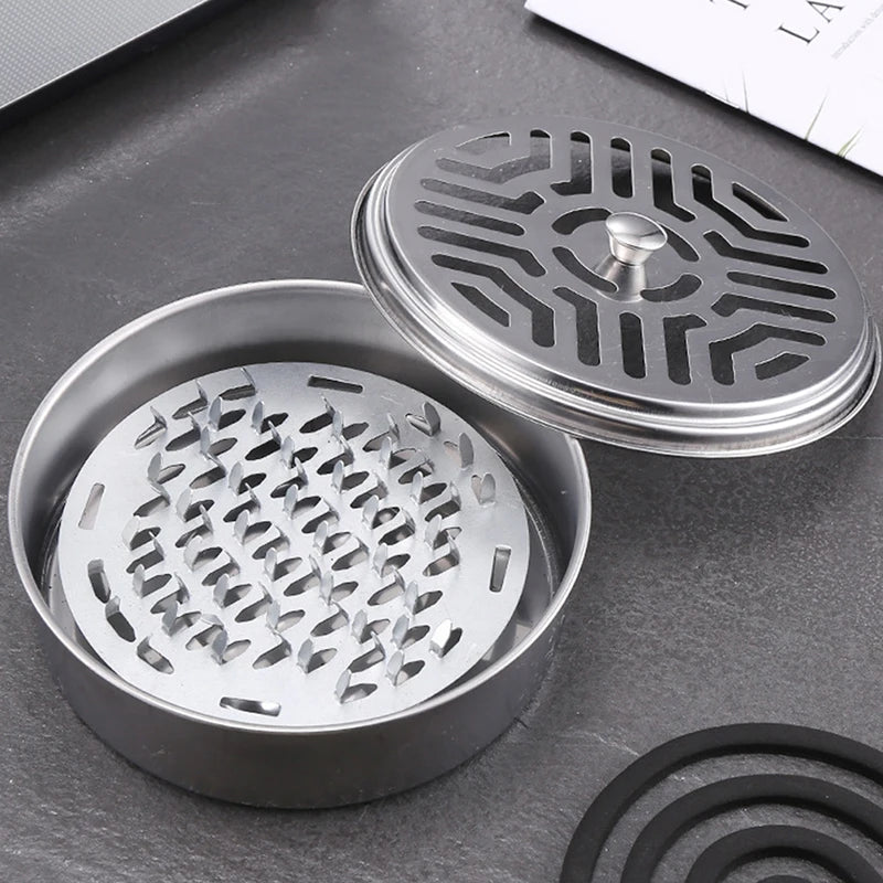 Placa de incienso repelente de acero inoxidable, soporte para incienso, bandeja para placa de incienso, quemador de incienso, caja, decoración zen para el hogar y exteriores.