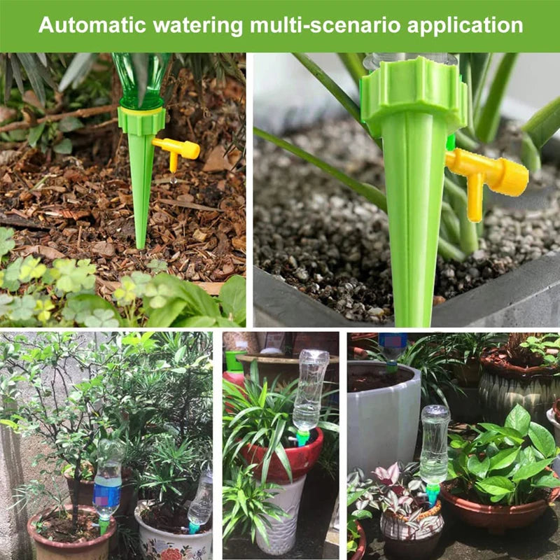 Sistema de riego automático por goteo con punta de riego automático para plantas de flores, invernaderos y jardines. Dispositivo de riego automático ajustable.