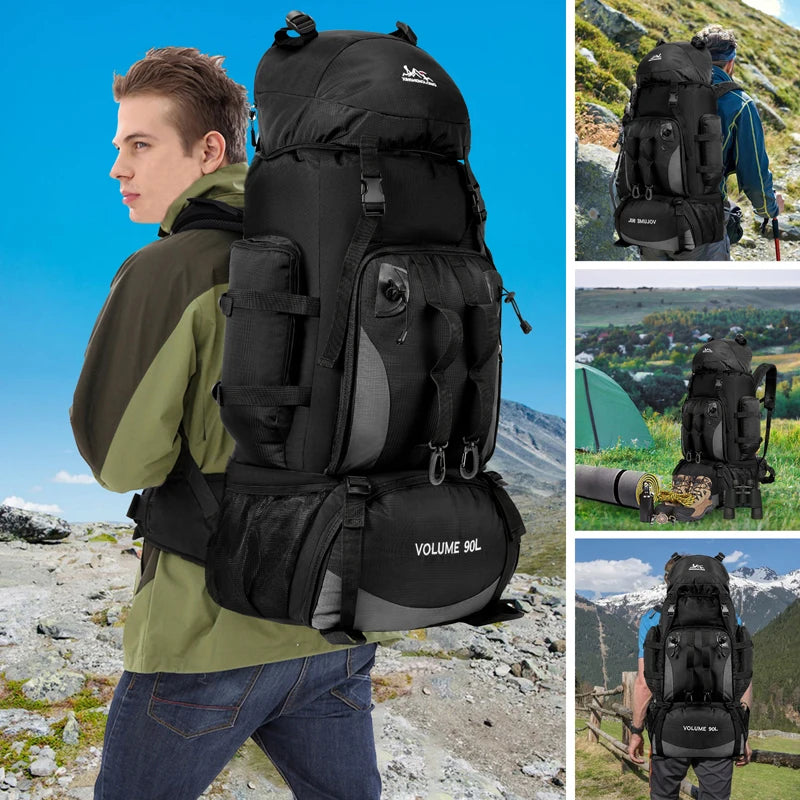 Mochila impermeable de 90 l para senderismo, camping, trekking, gran capacidad, para viajes, deportes al aire libre, equipo de camping para hombre