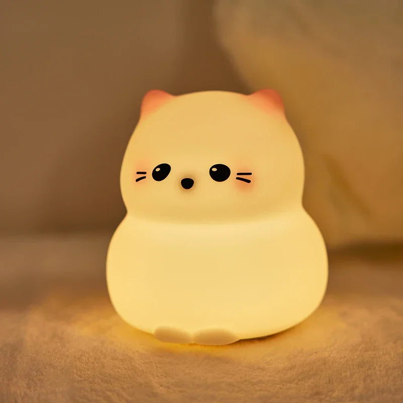 Cute Animal-shape Silicone Night Light Rechargeable Bedside Patting Nightlights For Child Holiday Gift Bedroom Decor Lighting
