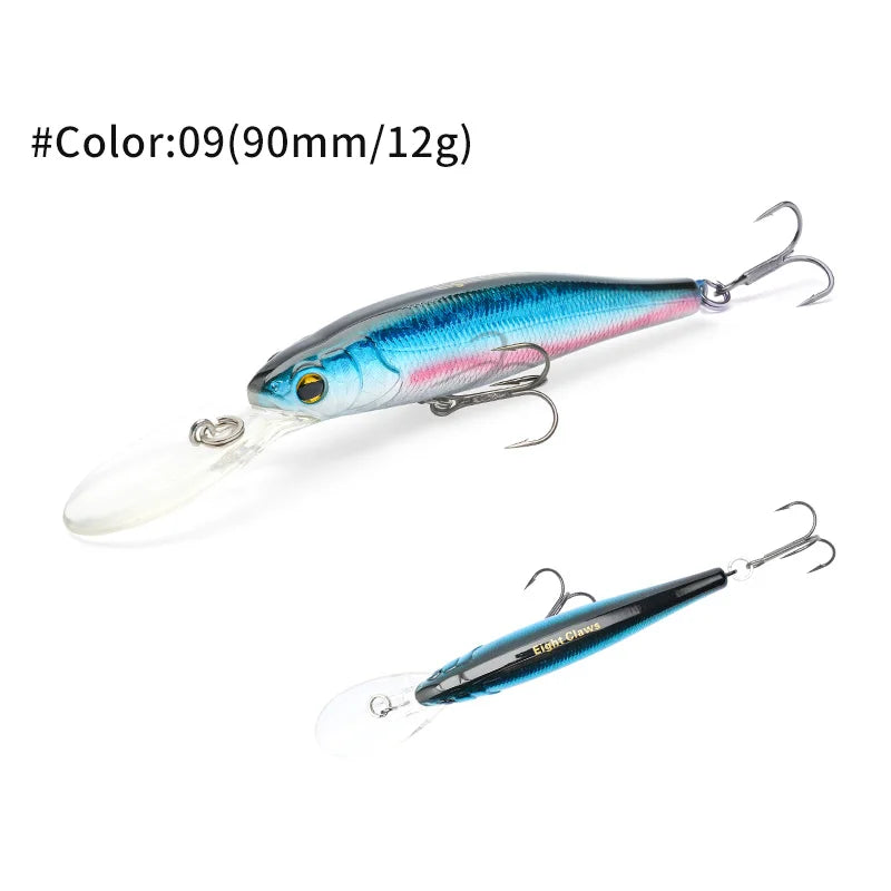 MSEASFREE-Floating Minnow Artificial Hard Bait Fishing Lure, Wobblers for Bass Perch Pike Trout, Fishing Tackle, 90mm, 12g