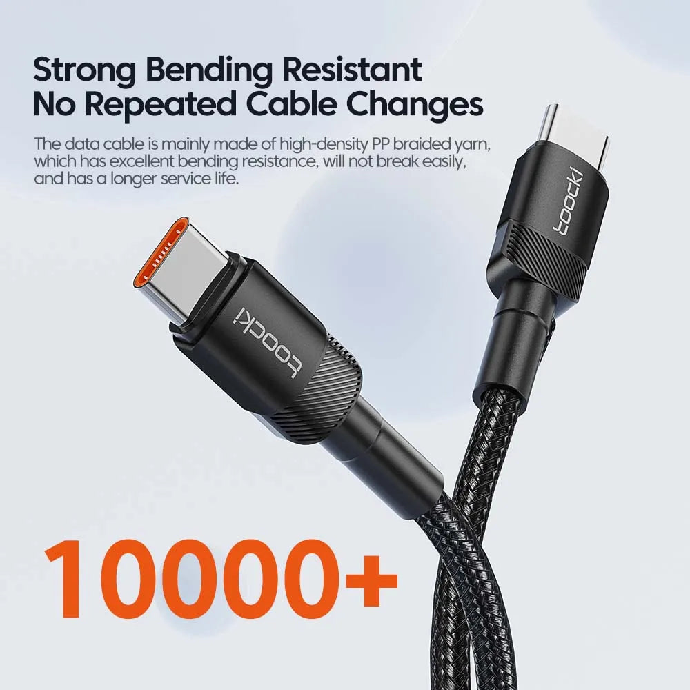 Cable Toocki de 100 W tipo C a USB C PD 3.0 de carga rápida 4.0 de tipo C a tipo C para iPhone 15, MacBook, Samsung y Xiaomi