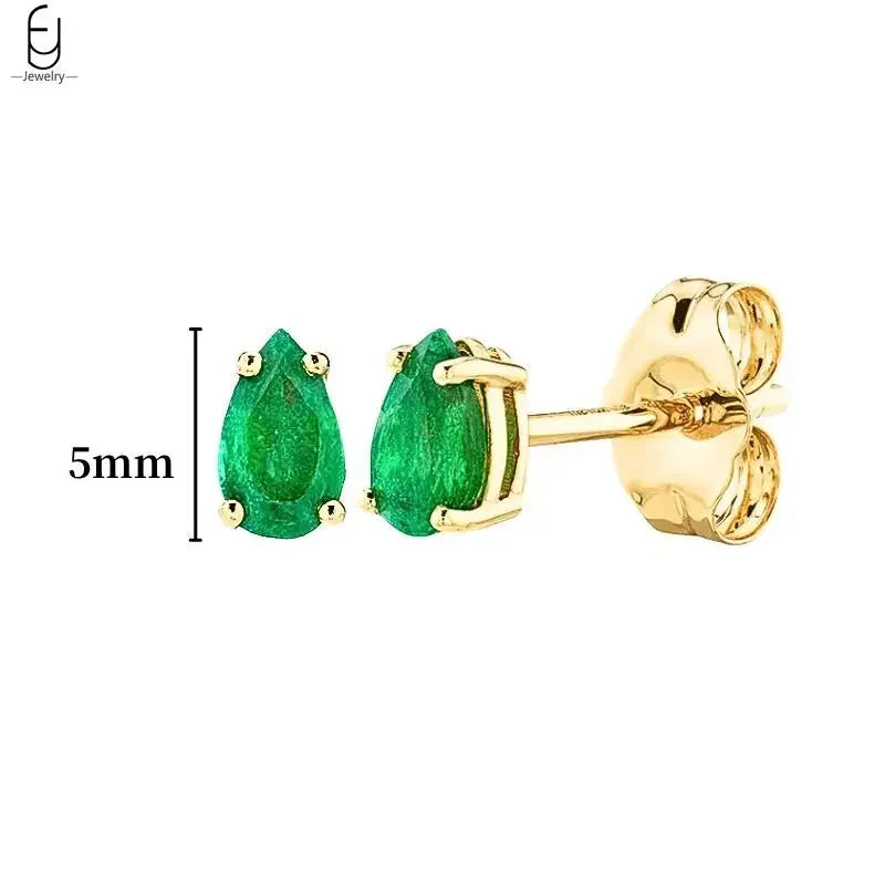 Pendientes de aro con forma de corazón y circonita verde en plata de ley 925 para mujer, delicados pendientes de botón, joyería de lujo, regalos.
