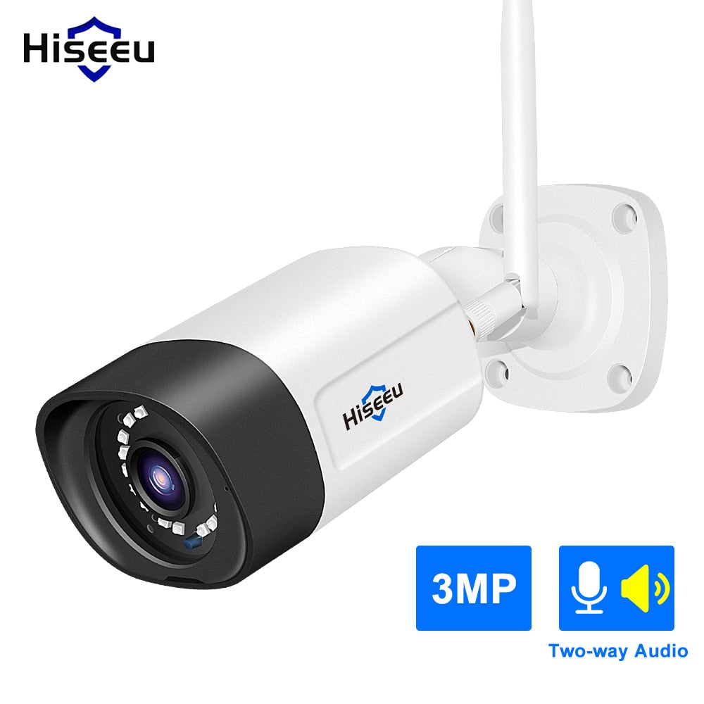 Hiseeu wifi outdoor IP camera 1080P 720P waterproof 2.0MP wireless security camera metal two way audio TF card record P2P bullet